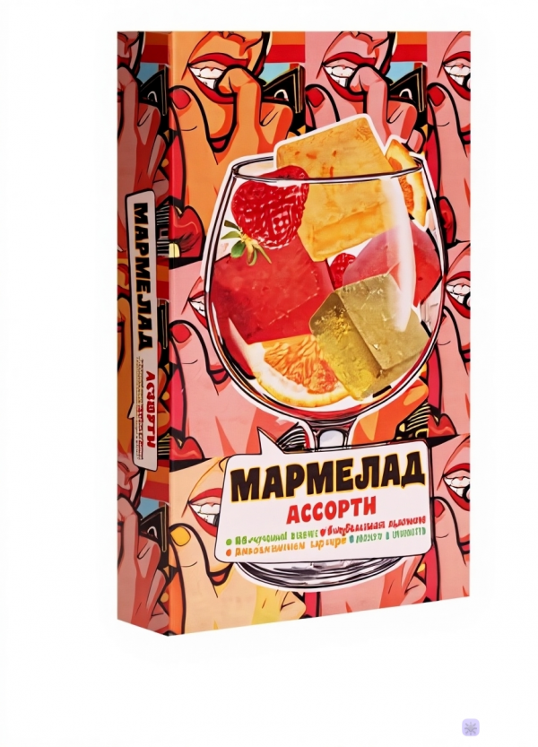 №2 Мармелад АлкоАссорти(яблочный виски, клубничный просекко, апельсиновый вермут, лайм текила) 110г в Мысках